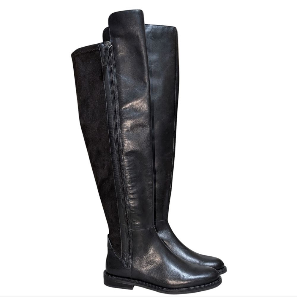 Cole Haan Chase riding boots size 6.5B leather mixed media tall platform stacked